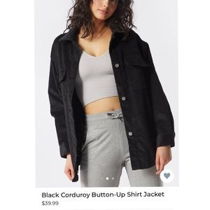 Urban Planet/ Black corduroy button up Shacket
